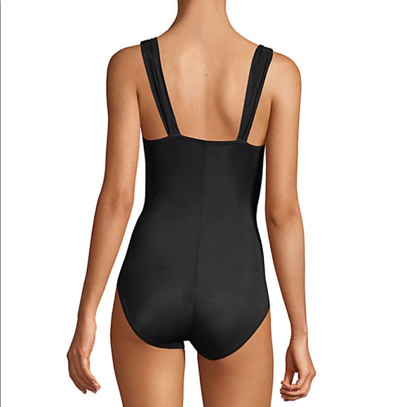 Lands End swimsuit Grecian tummy control black - Picture 5 of 7